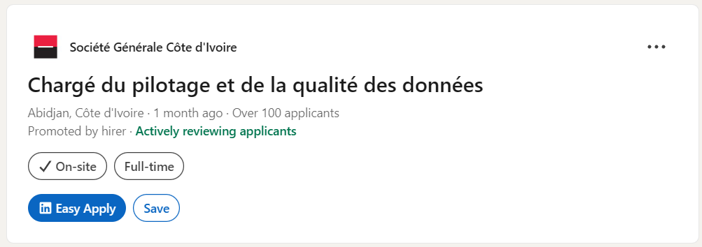 Chargé du pilotage et de la qualité des données